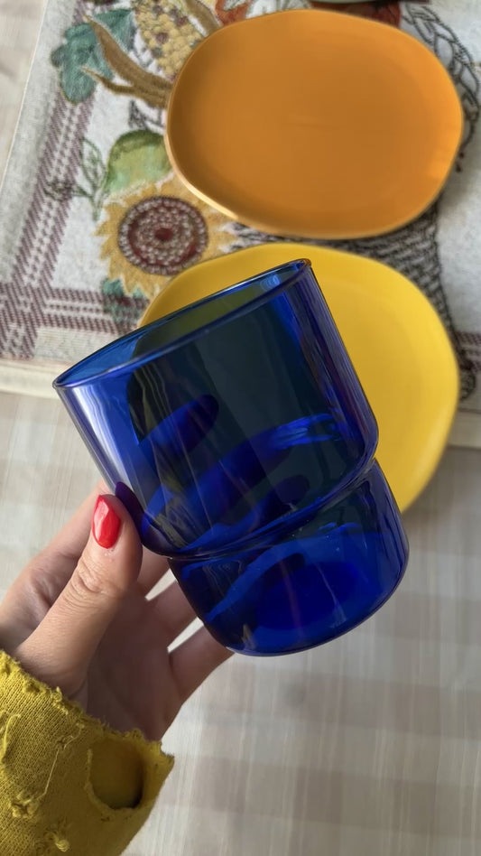 Stackable Drinking Glasses in Cobalt (Set of 4)